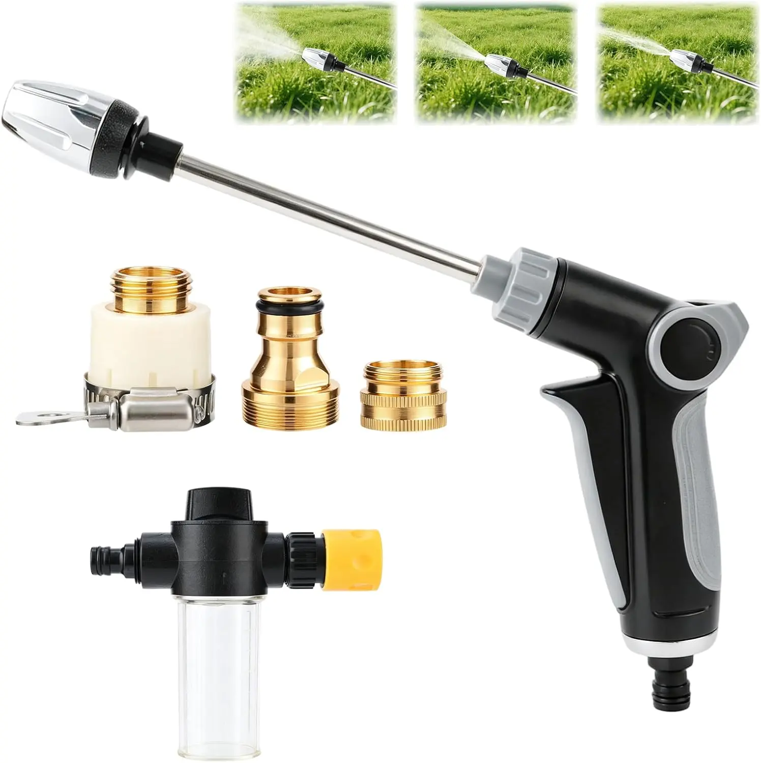 Turn Any Hose into a High Pressure Jet, 2026 New Multi Function Lawn & Sprayer, Duty Hose Nozzle, Spray Nozzles for Yard Car
