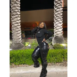 Leather Painted Flair Pants