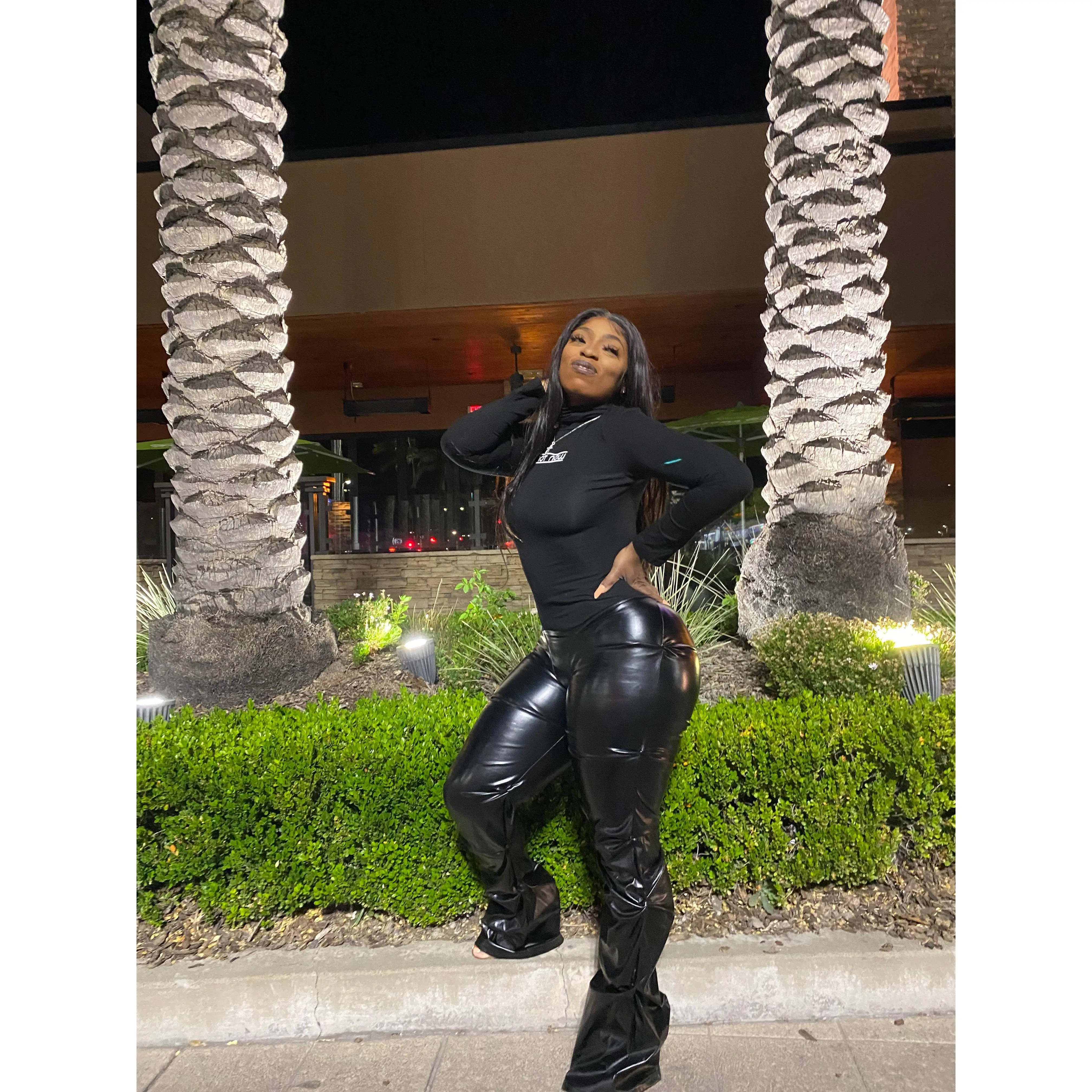 Leather Painted Flair Pants