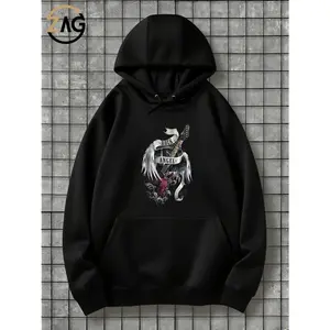 UNisex 2025 Rock Angel Guitar Hoodie for Men Stylish Music Lover Gift -hooded sweatshirt pocket clothing Autumn Winter Street Art Halloween Birthday Christmas Gift Teen Teenage Father Dad Mom Son Daughter Boyfriend Literary