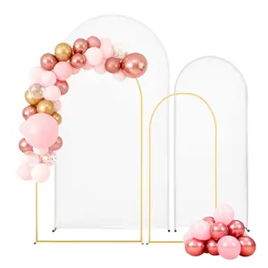 VEVOR Arch Backdrop Stand, Set of 2, 7.2 ft and 6 ft, Stable Structure, Easy Assembly, Gold Metal Arch Backdrop Stand with Cover for Wedding, Birthday Party, Celebration, and Ceremony Decoration