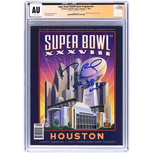 Tom Brady New England Patriots Autographed February 1, 2004 Super Bowl XXXVIII CGC Authenticated Program with "SB 38 MVP" Inscription - Fanatics Authentic Certified