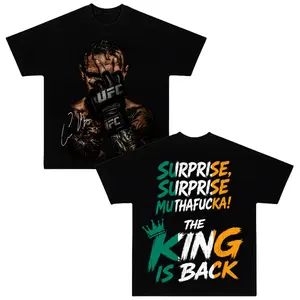 The Notorious King Is Back Double Sided Graphic Tee, UFC 329 Vintage MMA Fighter T-Shirt, Irish Fighter Fan Merch, Cotton Streetwear Top, Retro Fight Night Gift Tee for UFC Fans