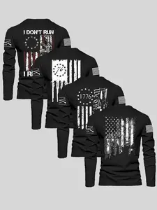 Men's Round Neck Long Sleeve Fitted Knit T-Shirt, Classic American Elements, Aesthetic & Vintage Wash Craftsmanship, Multiple Designs for All Seasons Wear