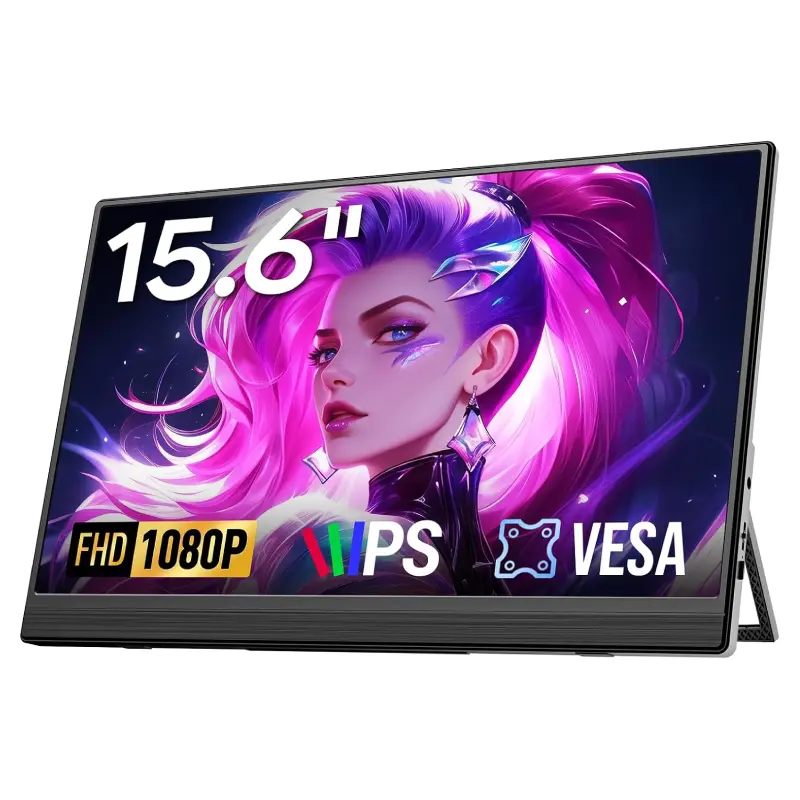 15.6 Inch Portable Monitor for Laptop Mac Phone FHD 1080P IPS USB C HDMI Ultra Slim Gaming Screen for PS Xbox Switch