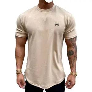 Men's Muscle Fit Longline Workout Casual Fashion Short Sleeve T-Shirt