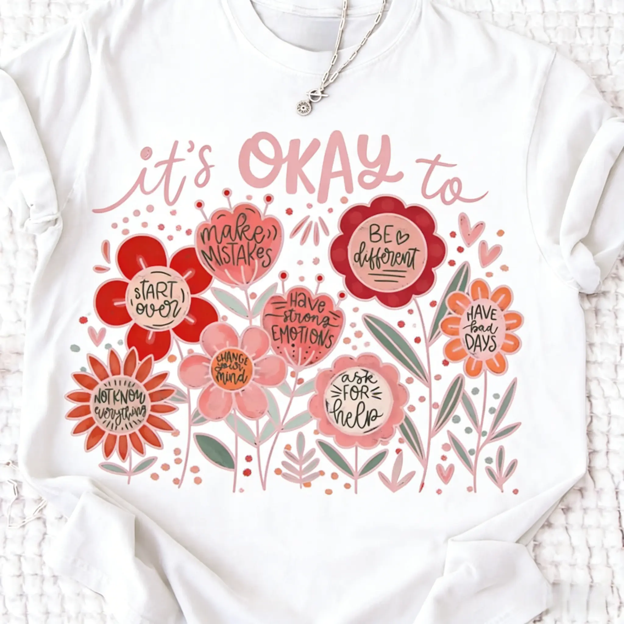 It's Okay to boho floral Shirt ,Vintage Flower Shirt, Wildflower Tee, Woman Gift, vintage 90s graphic tees comfort color shirts Summer Top