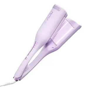 NOVUS Wave Curling Iron, Anti-Scald 2 Barrel Ionic Wavy 1.4 inch Fast Heating 4 Temp Ceramic Hair Waver for Wide Deep Waves Adjustable Color