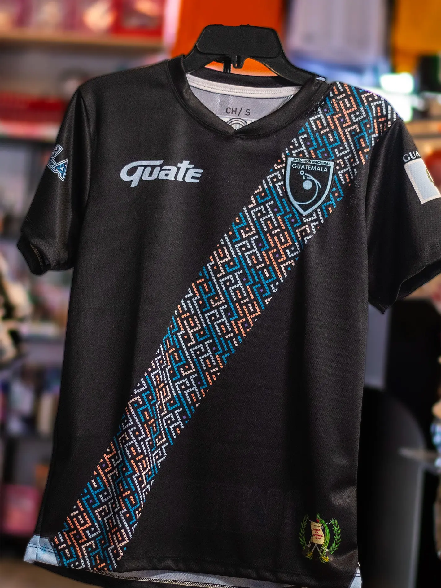 2025 Guatemala Stylish Short-Sleeve Soccer Jersey, Black with Unique Geometric Patterns, Professional Sports Apparel for Soccer Enthusiasts, Stylish Jersey