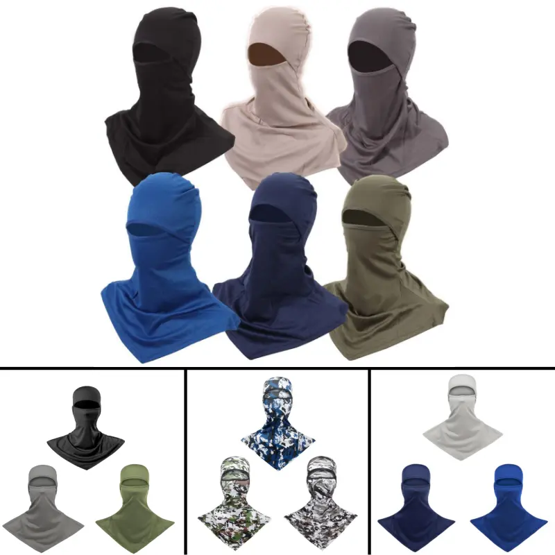 Unisex Full Face Balaclava Mask, 3Pcs/6Pcs Long Neck Cover, Lightweight Breathable Sun UV Protection for Outdoor Hunting, Biking, Outdoor Sport, Motorcycle Mask, Protective Gear, Green Camouflage Print Face Covering Masks & Accessories