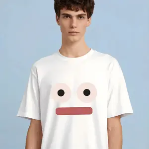 Minimalist Surprised Face T-Shirt, Summer Funny Goofy Expression Tee, Casual Meme Streetwear for Men Women