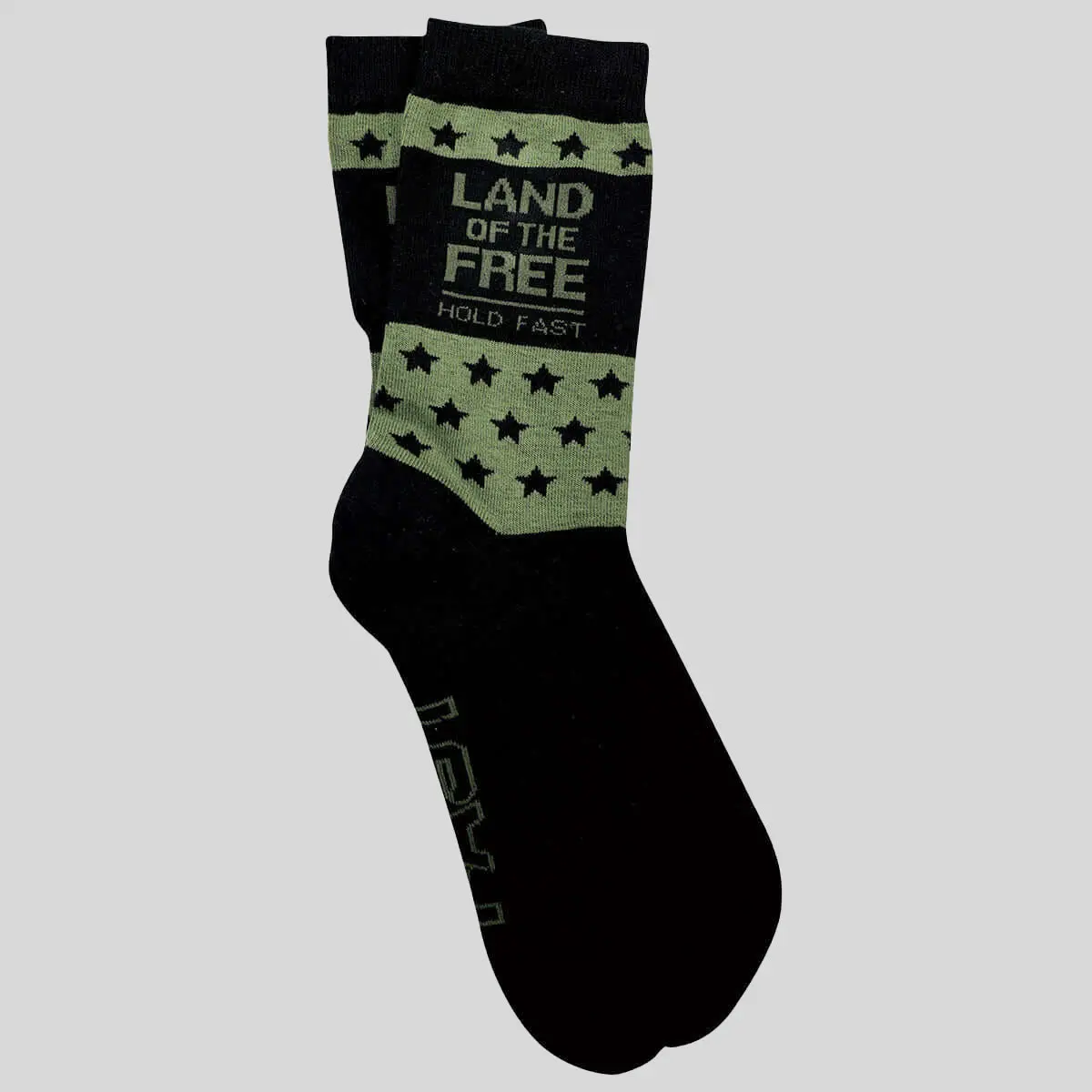 HOLD FAST Men's Warriors' Inspirational Cotton Blend Crew Socks - Land of the Free Design, Breathable Polyamide-Elastane Mix, Cold Wash Menswear Socks, Do Not Bleach, Extra Padding In Sole, One Size Fits Most, Tumble Dry