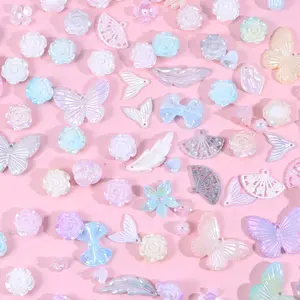 50g Gradient Color Mixed Beads Ab Beads, DIY Jewelry Accessories, Necklace Phone Case Bag Decoration, Random Colors, Butterfly Charms
