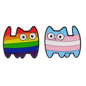 Rainbow Cat LGBT Pride Flag Enamel Pin Brooch for Clothes Jewelry Lapel Pins on Bags Backpack Accessories Metal Badges