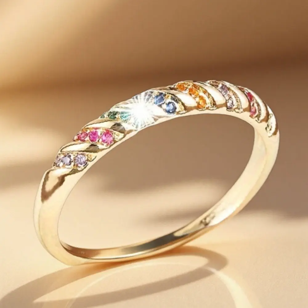 Minimalist Colorful Dopamine Cute Ring - Engagement, Wedding, Anniversary, Birthstone Ring for Girls, Students & Women High-Quality Daily Casual Jewelry Valentine's Day Christmas Gift Suitable
