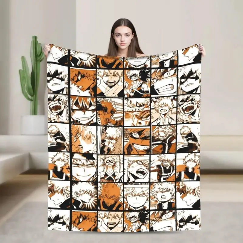 My Hero Academia Bakugo Katsuki Explosion Murder God Style Flannel Fleece Blanket - Ultra Soft, Cozy, Super Warm, Breathable Lightweight Bedding Throw for Anime Fans - Room Decor for Bedroom Couch Sofa, Birthday Christmas Gift, Breathable Lightweight Blan