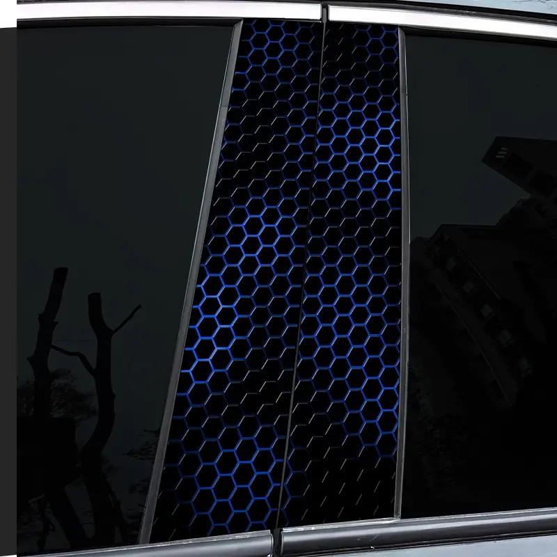 2-Piece black and blue venom themed B-pillar car decal, durable vinyl, semi-matte finish, easy to attach - perfect for glass and metal surfaces, - as well as decorative laptops - helmets - motorcycles, Decal for cars