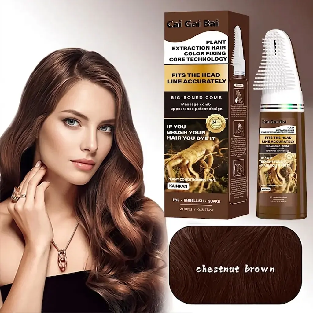 Hair Dye Comb Integrated Convenient Hair Dye Cream Natural Plant Extract Ammonia Free for Long-lasting Color No Color Fading Plant Essence No Mix Easy At-Home Dye, Gray Coverage Long Lasting Sweatproof Waterproof Hair Dye