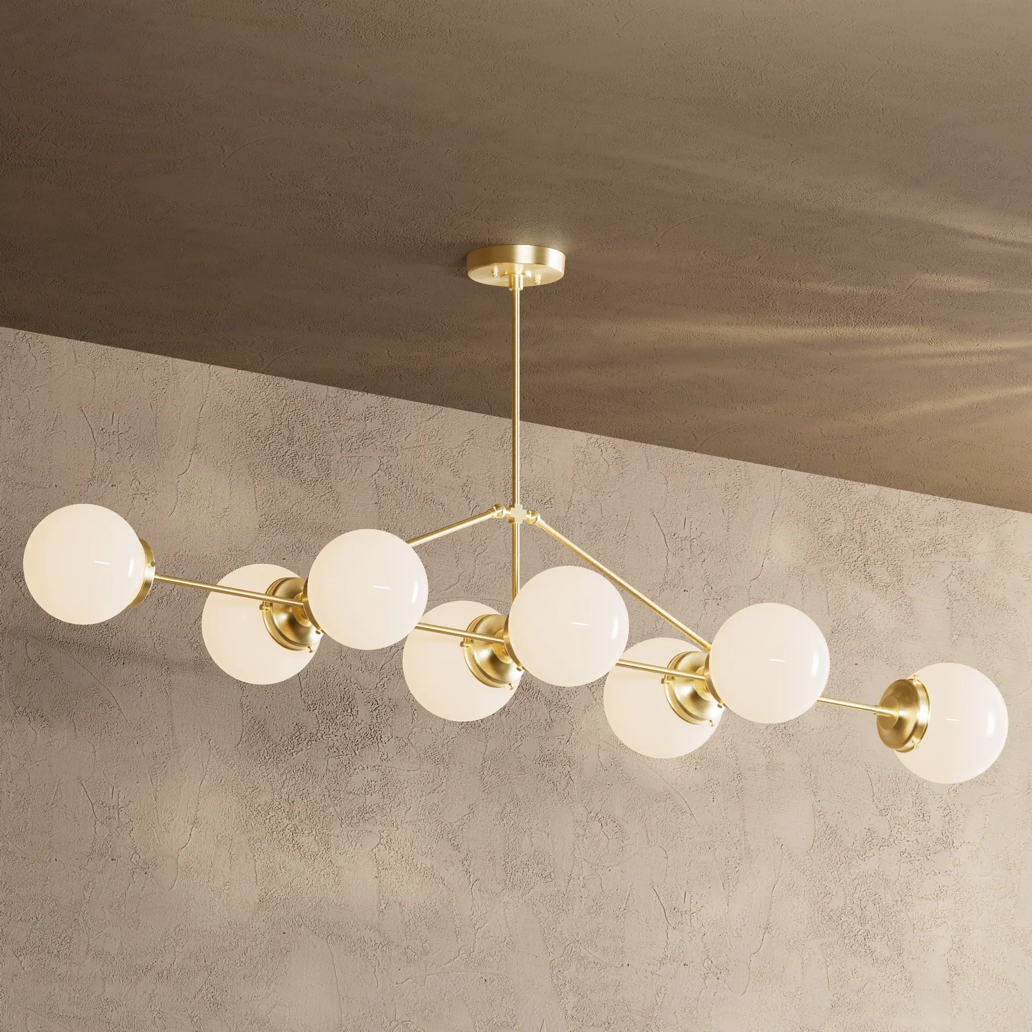 Porto - 6" Glass Globe 8 Light Linear Dining Chandelier