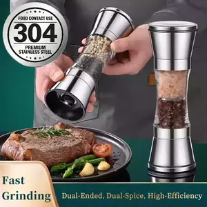 Food-Safe 304 Stainless Steel Manual Spice Grinder - Adjustable Coarseness, Easy to Clean for Sea Salt, Black Pepper & Spices-YY
