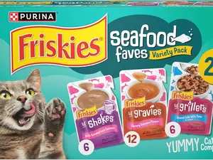 Purina Seafood Faves Wet Cat Food Variety Pack Lickable Gravy Cat Food Topper - 24 ct. Box