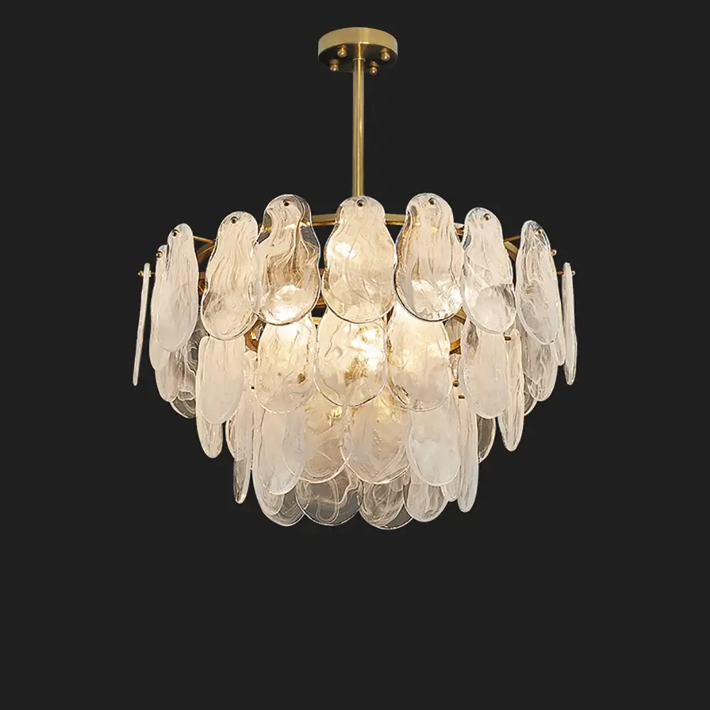 Homary Cloude Modern 6-Light Tiered Cloud Glass Chandelier with Adjustable Hanging Rod, Ideal to Light Up Your Space Decorative Lamp Decor Lighting