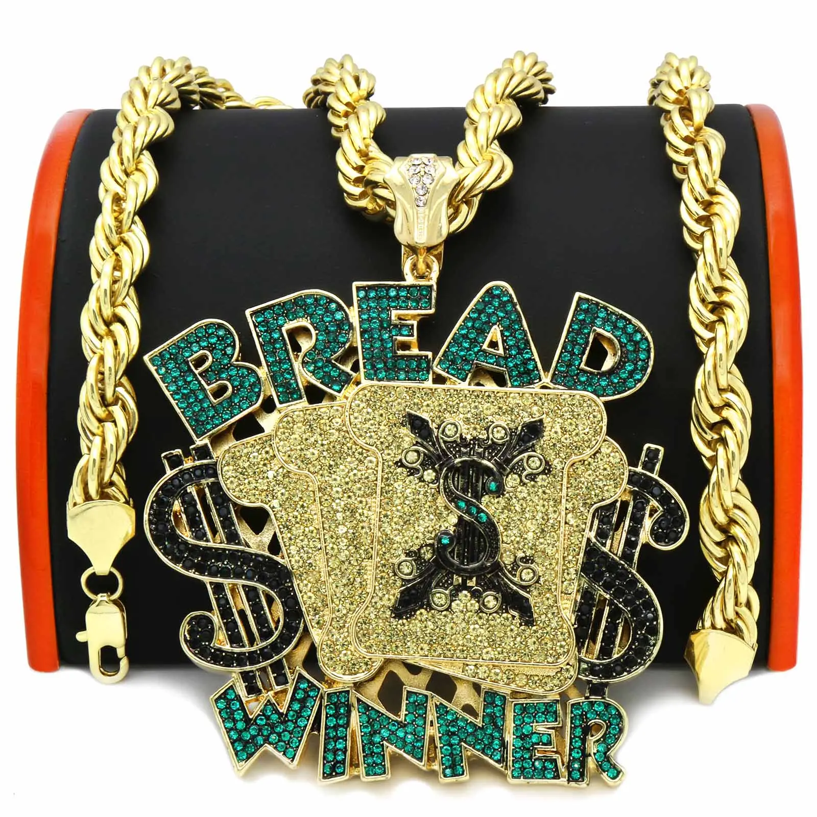 Bread Winner Giant Pendant 10mm Rope Chain Necklace Gift