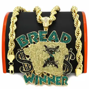 Bread Winner Giant Pendant 10mm Rope Chain Necklace Gift