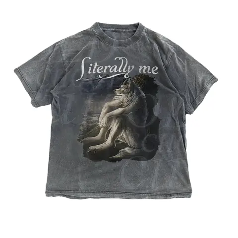 Men's Alpha Wolf Graphic Short-Sleeve Round Neck Funny Meme T-Shirt - Vintage Emo Aesthetic, Loose Fit Casual Menswear, Tropical Animal Apparel, Machine & Cold Washable, All Seasons