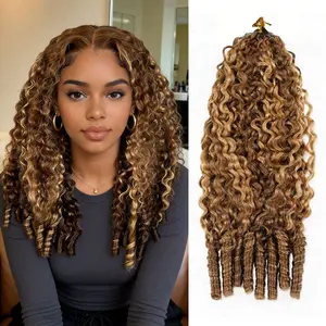 OQ HAIR Highlight 4/27 Burmese Curly Crochet Human Hair With Miracle Knots Boho Braids Time-Saving Wear