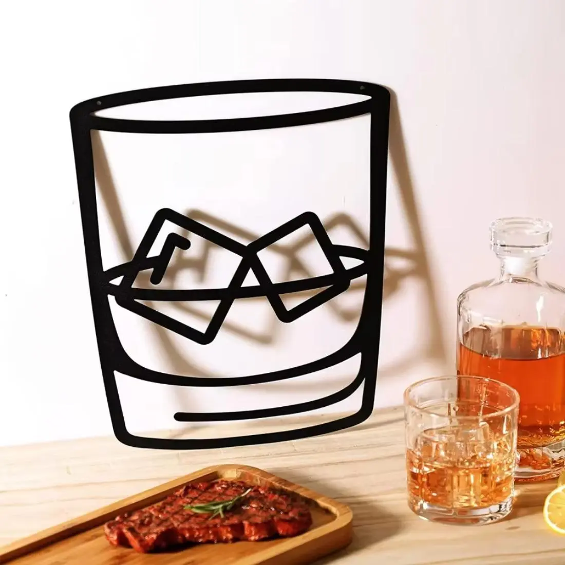 Metal Whiskey Glass Wall Art, Whiskey Glass Design Wall Decor, Art Work for Wall Decor, Wall Art Decor for Home, Kitchen, Restaurant, Pub, Coffee Shop, Home Decor Accessory