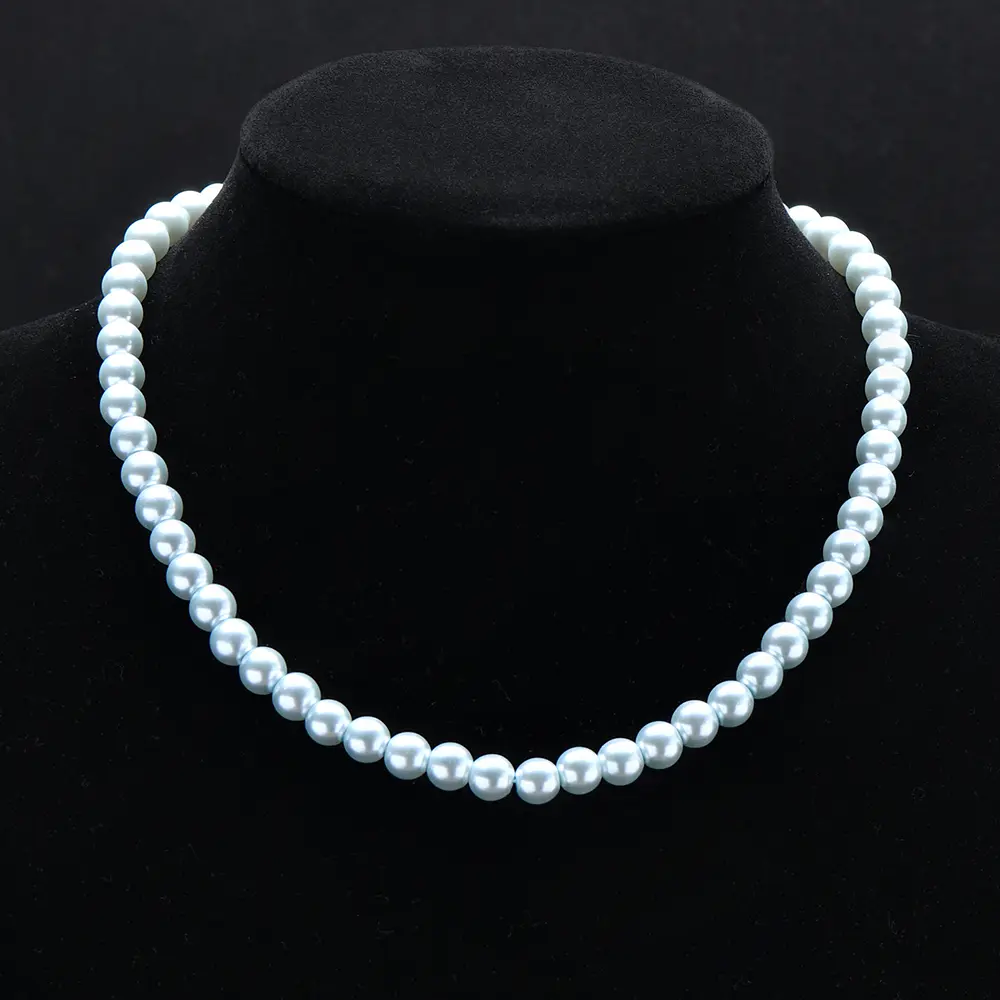 Elegant Light Blue Freshwater Pearls Necklace - Vintage Style Jewelry for Teenager High-End Minimalist Fashion Perfect Gift for Girlfriends Wives Mothers Friends Ideal for Parties Banquets Business Events Shining Natural summerwins