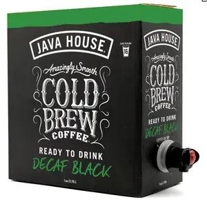 Java House Cold Brew Coffee On Tap, (128 Fluid Ounce Box) Not a Concentrate, No Sugar, Ready to Drink Liquid (Decaf)