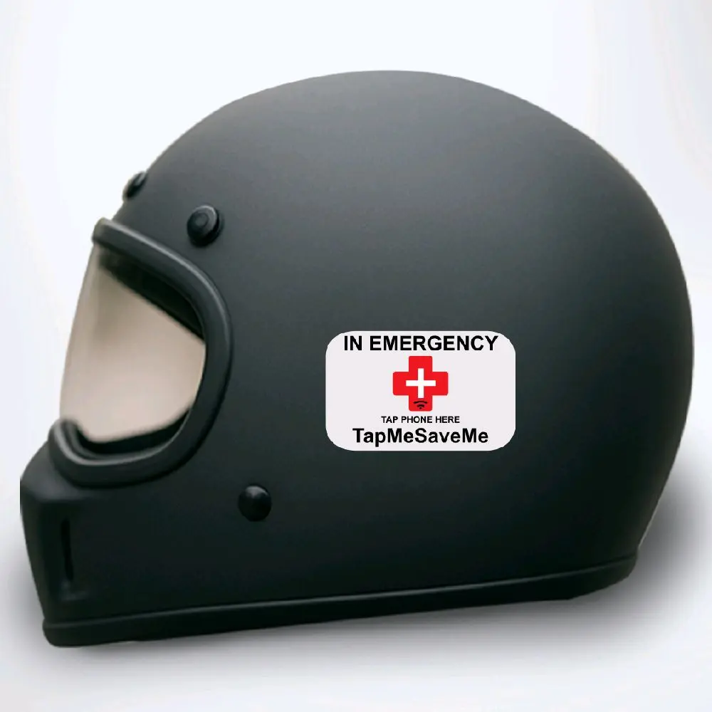 5 Pack TapMeSaveMe NFC Emergency Contact Sticker for Helmet Gear Safety ID Red Cross Symbol Tap Phone Here Instruction Weatherproof Durable 5 Pack