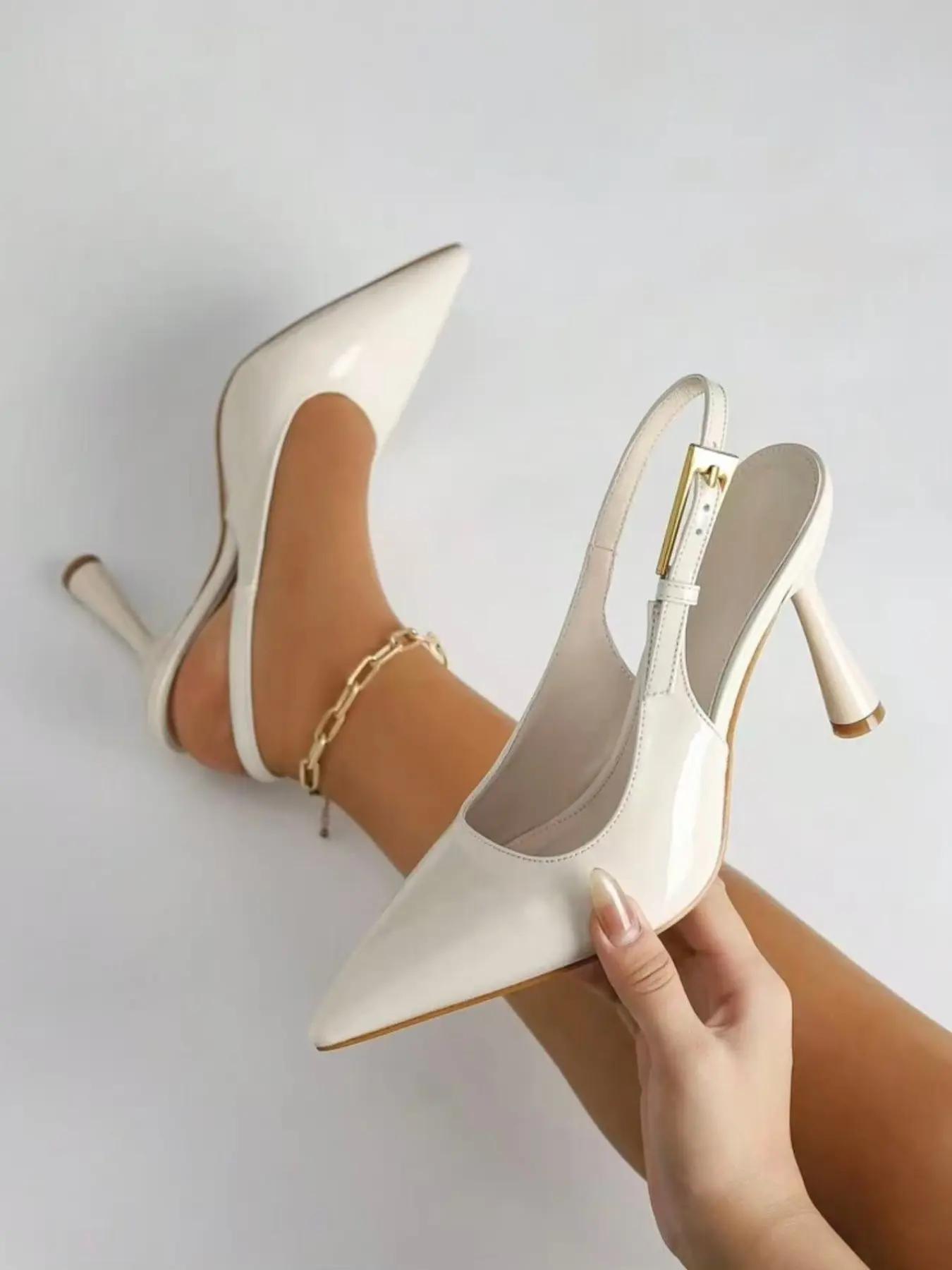 Women's Elegant Fashion Classy Stylish Pointed Toe Stiletto Heels, Metal Buckle Decoration, High Heels, Perfect for Daily Wear, Parties, Formal Occasions, and Evening Footwear