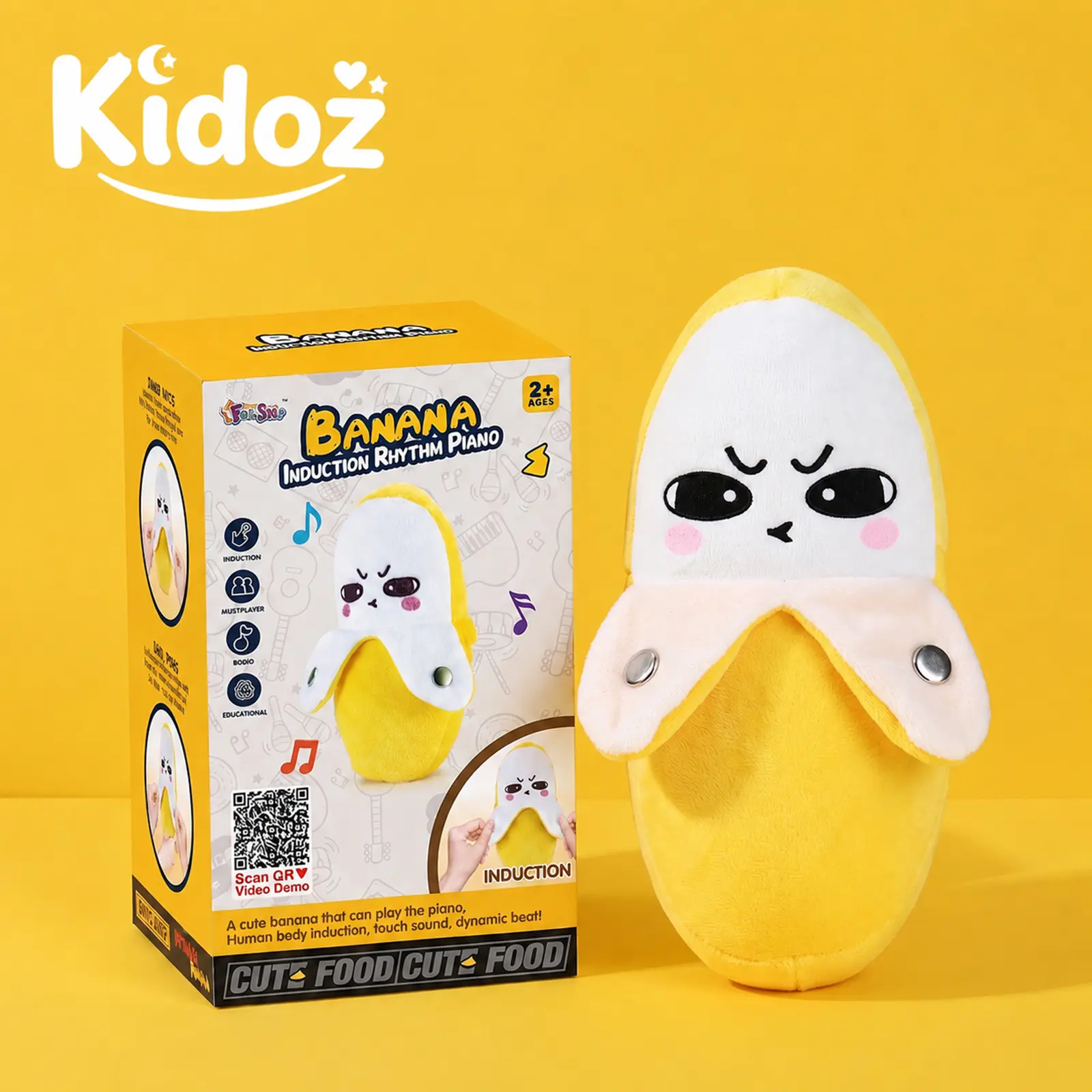 Kidoz Banana interactive Music Plush Toy Set -Banana & Electric Plush Toys forParent-Child Interaction, Couples & FriendsPrank Toy, Valentine's Day & Easter Party FunGift for Kids & Adults stuffed animals cute girlygifts