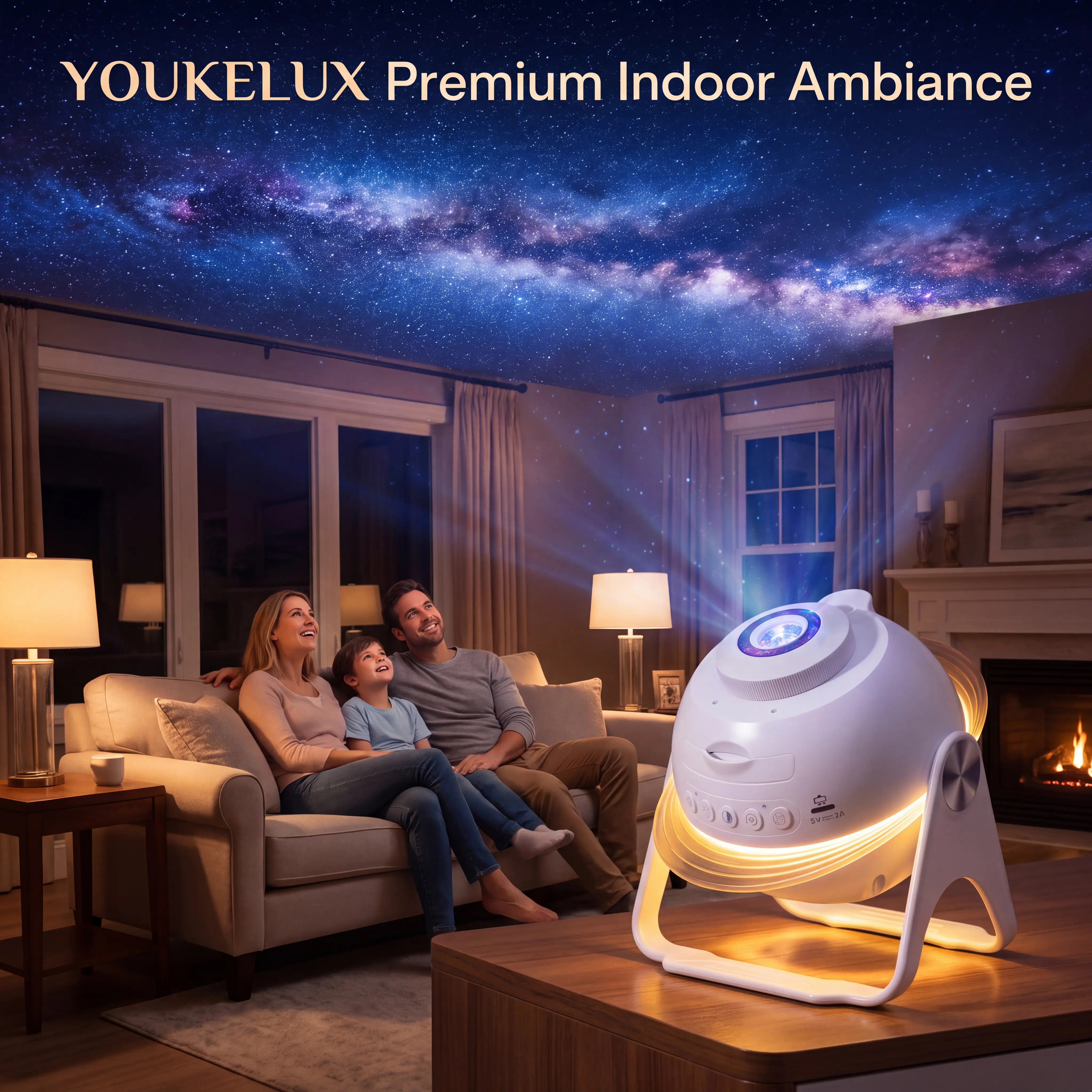 YOUKELUX[US Warehouse] Rechargeable Galaxy Star Projector with Bluetooth Speaker,20 White Noise Music,Auto Timer,13 Films,Realistic Moving Meteor,Remote Control,Cozy Night Light,Unique Gift for Bedroom Decor,Kids' Favorite Bedtime Comfort