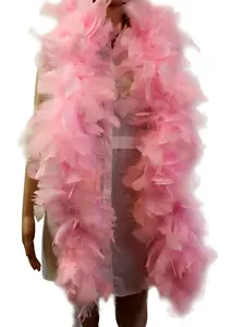 150 gram  2 Yards -Long, Large Boa, With Turkey Flat Feather Heavyweight Boa, Party Dress Up Halloween Costume Decoration