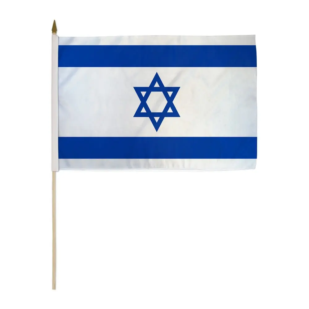 Patriotic Israel Polyester Stick Flag (12x18in) - Wooden-Plastic Construction, Bright Print, Parade-Ready Home Supplies & Festive Party Decoration