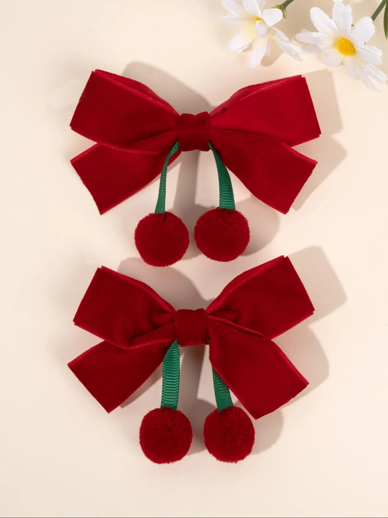 Cute Cherry Decor Bow Hair Clips, Christmas Style Hair Accessories for Girls, Fashion Hair Accessories for Party, Daily Clothing Decor Hairstyles Idea