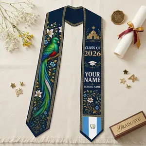 Custom Guatemala Graduation Stole 2026, Blue Quetzal Flag Sash, Personalized Name Heritage Senior Gift