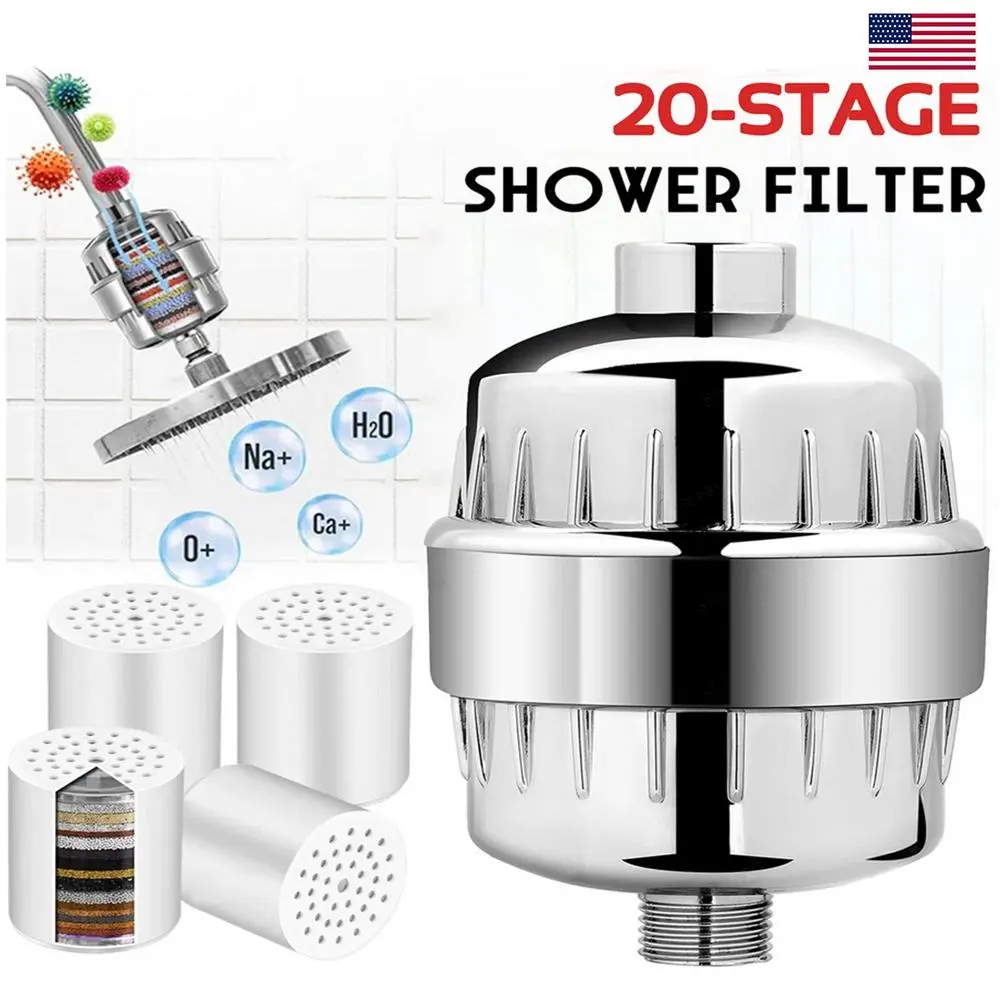 20 Stage Shower Head Water Purifier Softener, Filters Hard Water Chlorine Heavy Metals, Vitamin C for Skin & Hair, Easy Install No Tools Needed