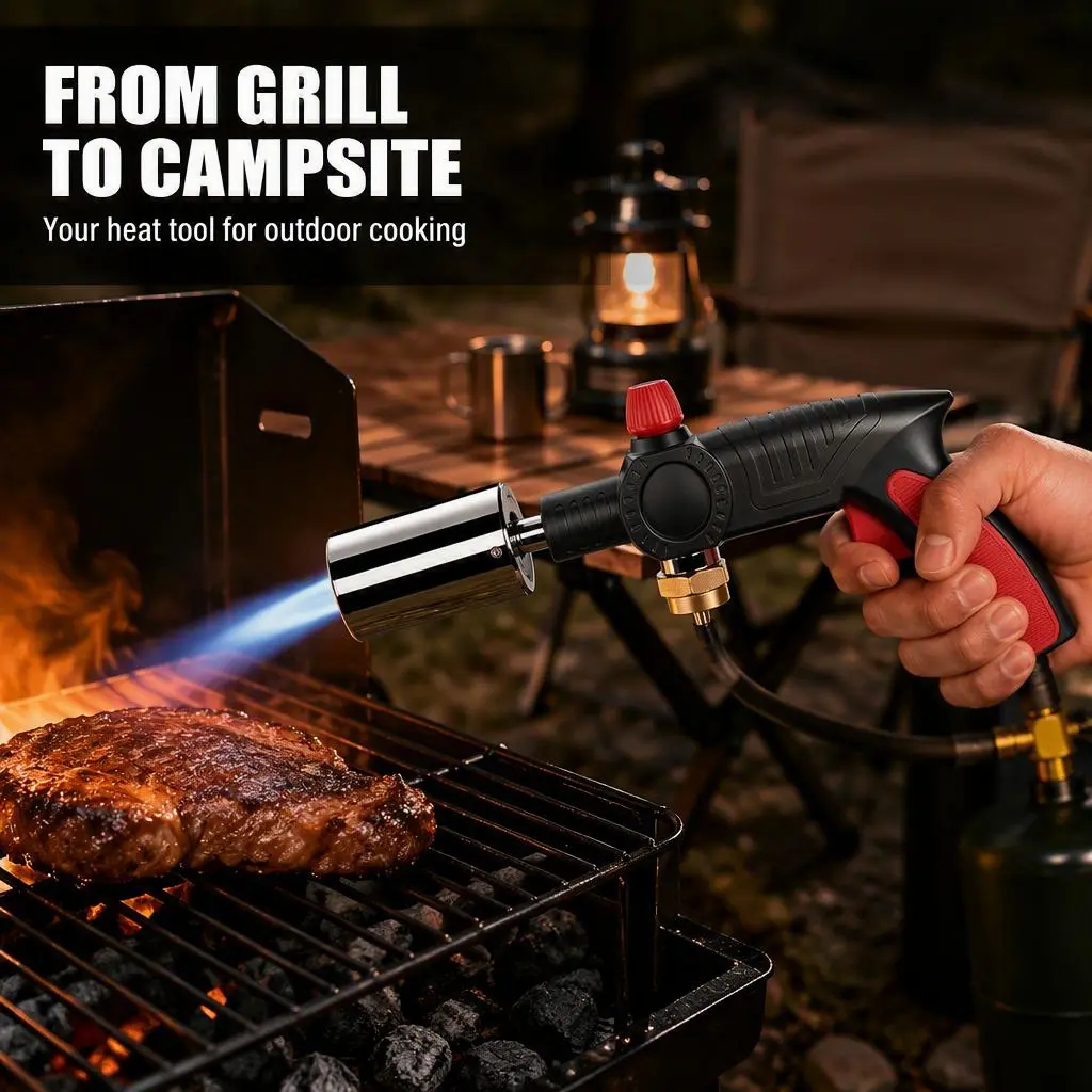 High-Output Propane Torch Burner with Heat Control & Precise Adjustable Flame - BBQ Grill Charcoal Starter, Outdoor Cooking Torch (Tank Not Included), Precise Flame