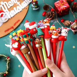 Random Color Cute Christmas Themed Gel Pen, 10/20pcs 0.5mm Black Ink Neutral Pen, Creative Writing Pen for School Office Dormitory Home Exam, Funny Teacher Pens