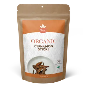 SPICY ORGANIC Cinnamon Sticks - Ceylon Quality, Gluten Free, Non-GMO, and USDA Organic - 50+ Sticks in Bulk - 3.0-Inch Length, Ideal for Cooking, Beverages, or Desserts to Add a Rich, Spicy Aroma - 16 OZ. Flavor Spice