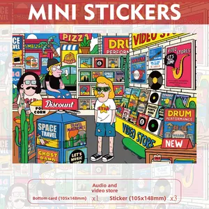 American-style diorama stickersminiature scene stickers cute handmade DIY stress-relief 3D stickersdiorama toy stickers, cartoon decals stackable stickers