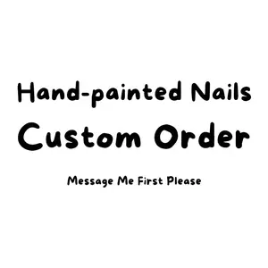 Custom nails 10PC hand painted reusable press on nails Size S