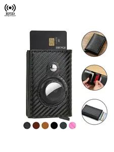 Men's Bank Credit Card Holder Carbon Fiber Pattern Rfid  Blocking Purses for Air Tag Male Pu Leather Wallet Slim Thin Minimalist Metal Wallets Male Aluminium Card Case Suitable for Men and Women,Daily Use,Valentine's Day Gift
