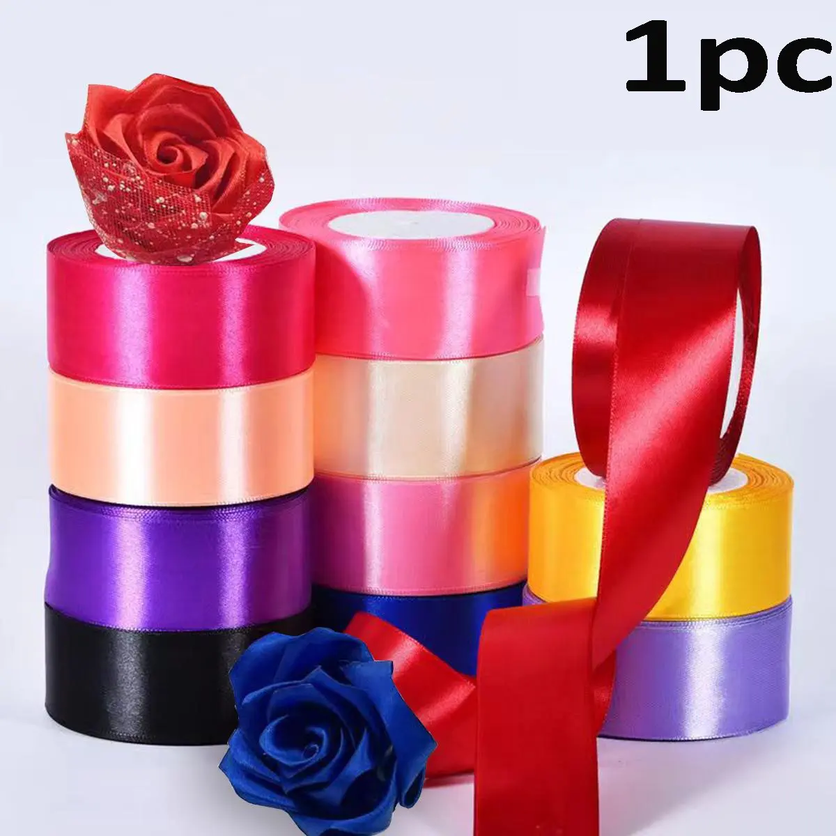 Polyester Satin Ribbon Roll, 1.5 Inch Wide X 22 Meters Long, Decorative Glossy Fabric for Crafts Wedding Birthday Party Decoration Ribbon Roses Bouquet