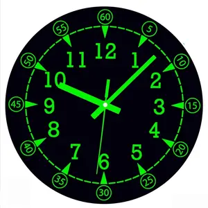 Minimalist Glow-In-The-Dark Vinyl Wall Clock, Retro Design with Fluorescent Display, Perfect for Bedrooms, Living Rooms, Kitchens, Holiday Decor